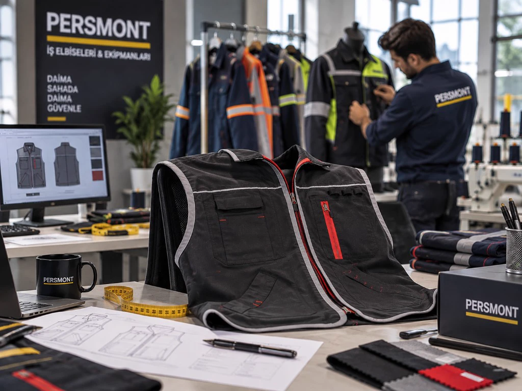 Persmont iş yeleği — kumaş, dikiş, cep detayı ve son kontrol