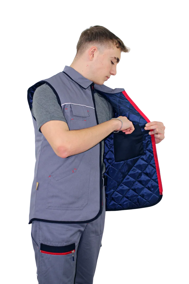HK.GABARDİN KIŞLIK YELEK-FERMUARLI MODEL görsel 3