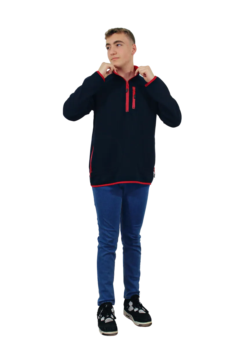 BALIKÇI YAKA ÜÇ İPLİK SWEAT - FERMUAR CEPLİ MODEL görsel 4
